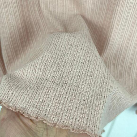 UO Out from Under Women Pointelle Long Sleeve Top Fairy Pink Size Medium FLAW - Picture 2 of 8